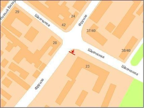 Схема рекламної площини за адресою Європейська вул. (Фрунзе) - Шевченка вул.