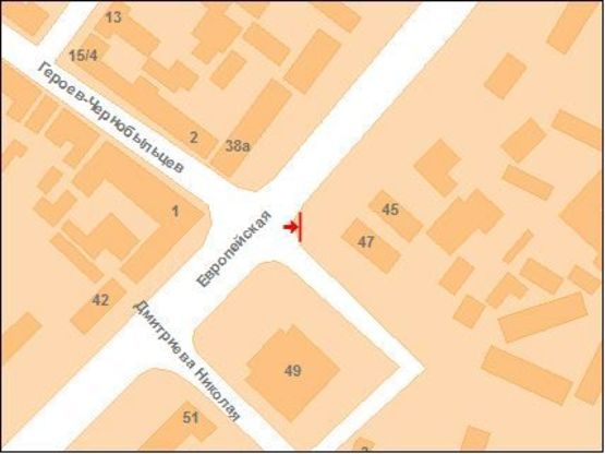 Схема рекламної площини за адресою на перкр. ул Фрунзе и ул. Чапаева