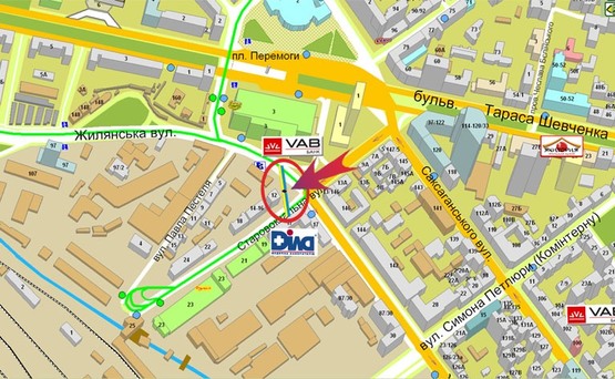 Схема рекламной плоскости по адресу Жилянская/Старовокзальная (А1)-призма левая Схема рекламной плоскости по адресу Жилянская/Старовокзальная (А1)-призма левая