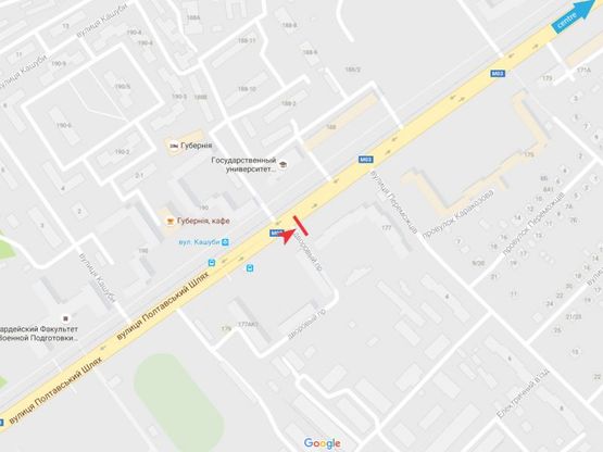 Схема рекламной плоскости по адресу Полтавский шлях ул.,177, в центр Схема рекламной плоскости по адресу Полтавский шлях ул.,177, в центр