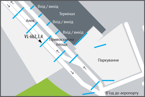 Схема рекламной плоскости по адресу Аеропорт «Львів» (алея перед терміналом), виїзд Схема рекламной плоскости по адресу Аеропорт «Львів» (алея перед терміналом), виїзд
