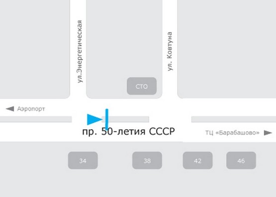 Схема рекламной плоскости по адресу 50 лет СССР пр-т, 34, в центр Схема рекламной плоскости по адресу 50 лет СССР пр-т, 34, в центр