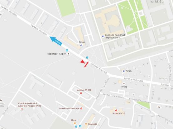 Схема рекламной плоскости по адресу Чкалова ул. - Лесопарковая ул., из центра Схема рекламной плоскости по адресу Чкалова ул. - Лесопарковая ул., из центра