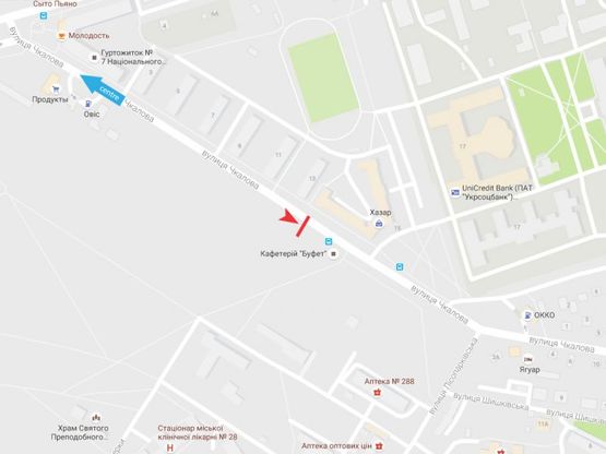 Схема рекламной плоскости по адресу Чкалова ул., 15, из центра Схема рекламной плоскости по адресу Чкалова ул., 15, из центра