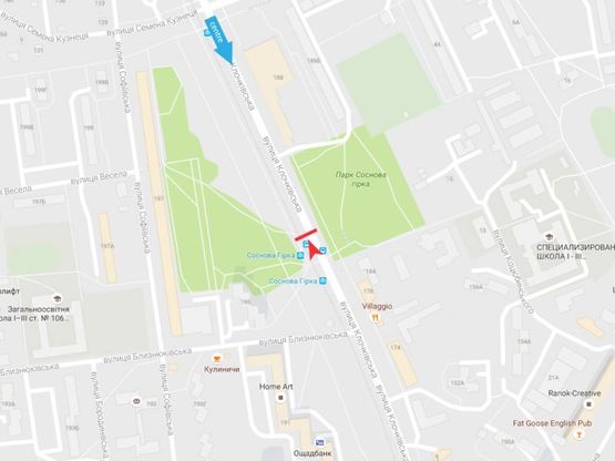 Схема рекламной плоскости по адресу Клочковская ул., 197 из центра Схема рекламной плоскости по адресу Клочковская ул., 197 из центра