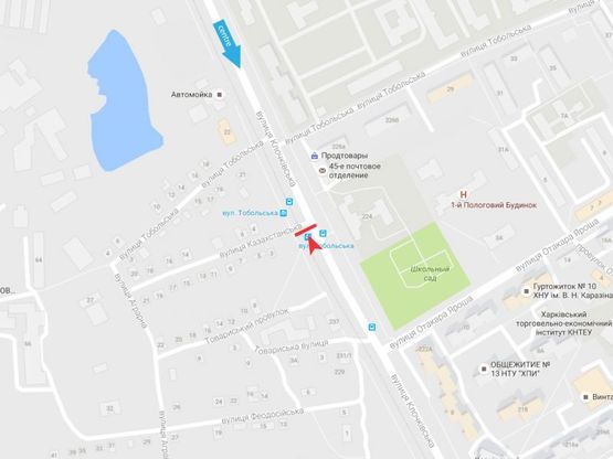 Схема рекламної площини за адресою Клочковская ул. - Казахстанская ул. из центра Схема рекламної площини за адресою Клочковская ул. - Казахстанская ул. из центра