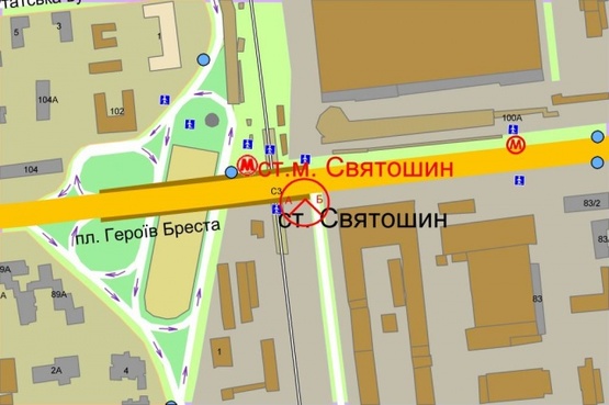 Схема рекламної площини за адресою Победы проспект /Экскаваторная