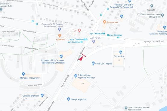 Схема рекламної площини за адресою Шевченко ул.-Героев Труда ул, из центра Схема рекламної площини за адресою Шевченко ул.-Героев Труда ул, из центра