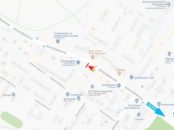 Схема рекламной плоскости по адресу Деревянко ул., 48 - Новопрудная ул., из центра Схема рекламной плоскости по адресу Деревянко ул., 48 - Новопрудная ул., из центра