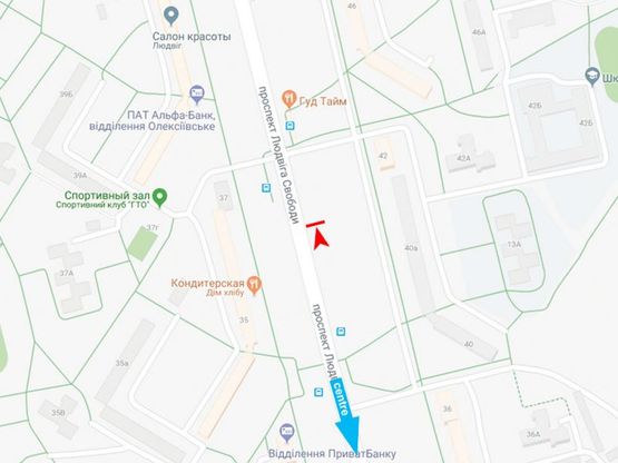 Схема рекламной плоскости по адресу Людвига Свободы пр-т, 40-Б, из центра Схема рекламной плоскости по адресу Людвига Свободы пр-т, 40-Б, из центра