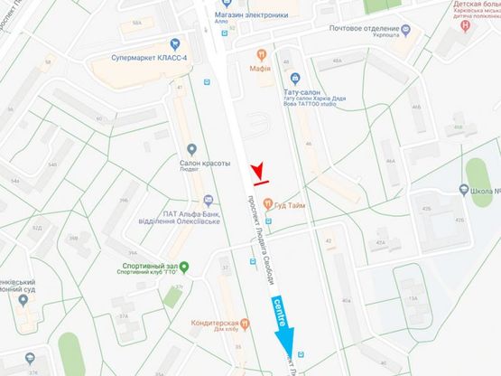 Схема рекламной плоскости по адресу Людвига Свободы пр-т, 46, в центр Схема рекламной плоскости по адресу Людвига Свободы пр-т, 46, в центр