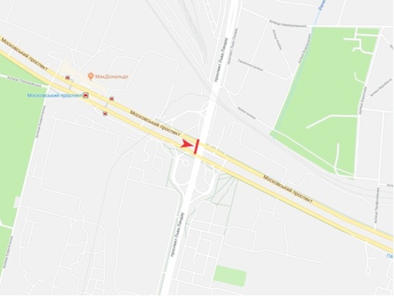 Схема рекламной плоскости по адресу Московский пр-т - Льва Ландау пр-т, из центра Схема рекламной плоскости по адресу Московский пр-т - Льва Ландау пр-т, из центра