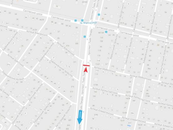 Схема рекламной плоскости по адресу Льва Ландау пр-т, 114/1 + Майкопская ул., в центр Схема рекламной плоскости по адресу Льва Ландау пр-т, 114/1 + Майкопская ул., в центр