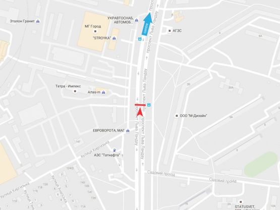 Схема рекламной плоскости по адресу Льва Ландау пр-т, 20, в центр Схема рекламной плоскости по адресу Льва Ландау пр-т, 20, в центр