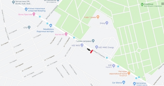 Схема рекламної площини за адресою ул.Стеценко, возле АЗС "WOG", напротив АЗС "AMIC"