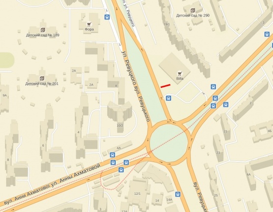 Схема рекламной плоскости по адресу Ревуцкого, 19/1 (Рядом с Billa, на остановке) Схема рекламной плоскости по адресу Ревуцкого, 19/1 (Рядом с Billa, на остановке)