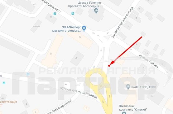 Схема рекламной плоскости по адресу Микулинецька