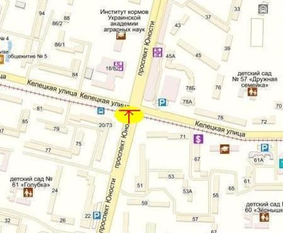 Схема рекламной плоскости по адресу перехрестя проспекту Юності/вул. Келецькая (південь)