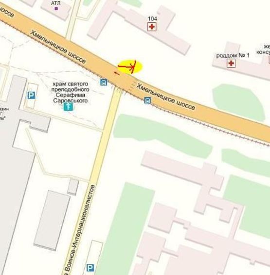 Схема рекламной плоскости по адресу перехрестя вул. Хмельницьке шосе/вул. Воїнів Інтернаціоналістів, Б