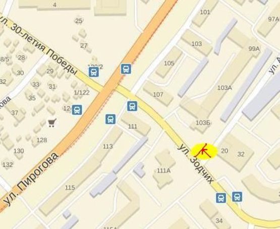 Схема рекламной плоскости по адресу вул. Академіка Ющенка, 20, А