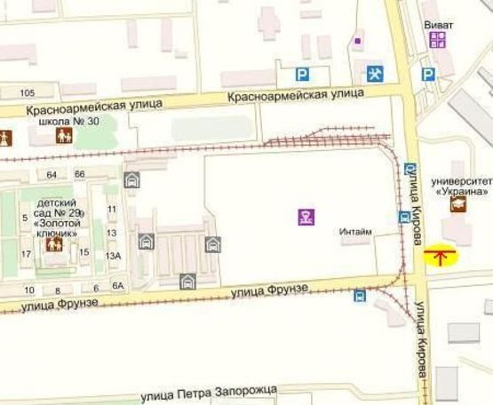 Схема рекламной плоскости по адресу перехрестя вул. Академіка Янгеля/вул. Батозька