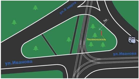 Схема рекламной плоскости по адресу ул. Иванова -  ул. 8 Марта Схема рекламной плоскости по адресу ул. Иванова -  ул. 8 Марта