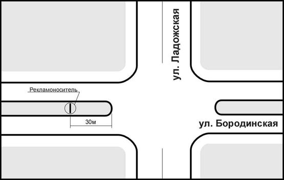 Схема рекламной плоскости по адресу ул. Ладожская - ул. Бородинская (с Бородинского) ст. А2 Схема рекламной плоскости по адресу ул. Ладожская - ул. Бородинская (с Бородинского) ст. А2