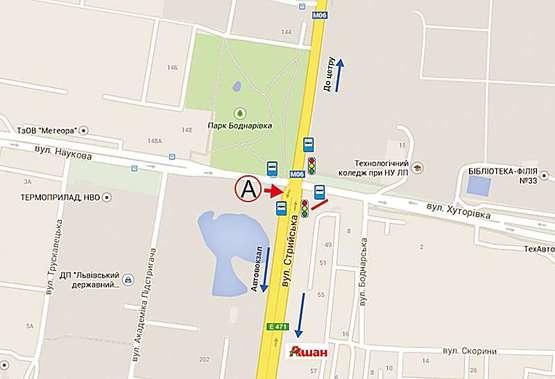 Схема рекламной плоскости по адресу Стрийська - вул. Хуторівка