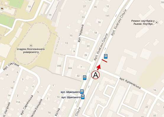 Схема рекламной плоскости по адресу Кн. Ольги ( Маг. "Рукавичка")