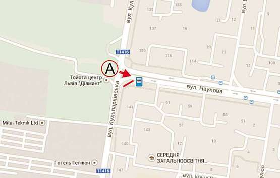 Схема рекламной плоскости по адресу Наукова - вул. Кульпарківська лівий Схема рекламной плоскости по адресу Наукова - вул. Кульпарківська лівий