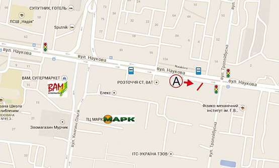 Схема рекламной плоскости по адресу Наукова – Тролейбусна (СМ АТБ)