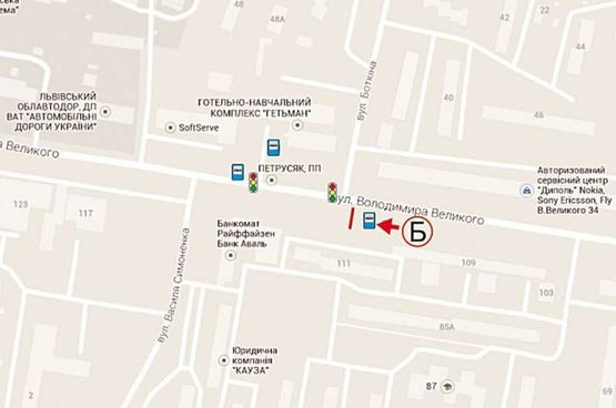 Схема рекламной плоскости по адресу Володимира Великого напроти вул. Боткіна