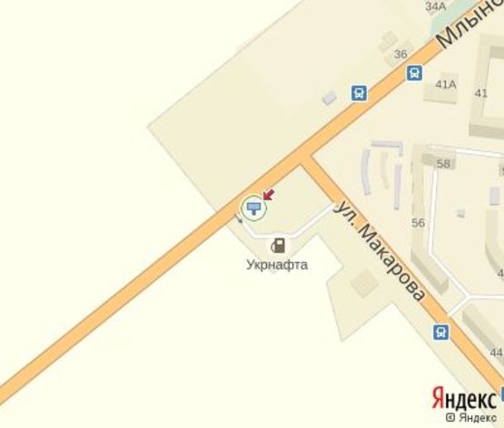 Схема рекламної площини за адресою Млынивська ул., (напротив авторынка, АЗС "Укрнафта")