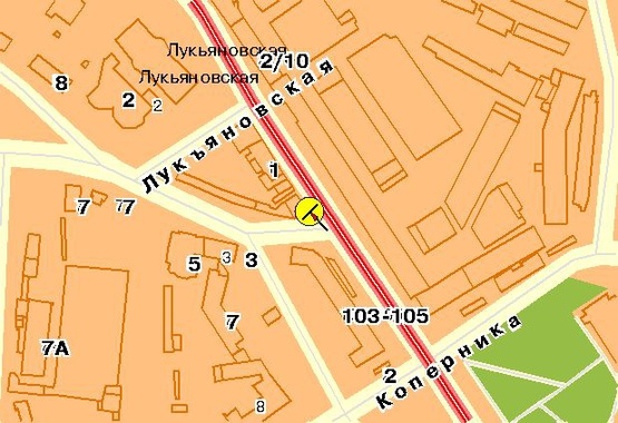 Схема рекламной плоскости по адресу Артема ул., поворот на ул.Дегтяревскую, правый, из центра