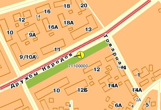 Схема рекламної площини за адресою Дружбы Народов б-р 12, в центр