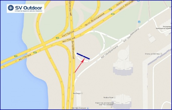 Схема рекламної площини за адресою Патона мост, выезд со стор. Днепровской наб., правая