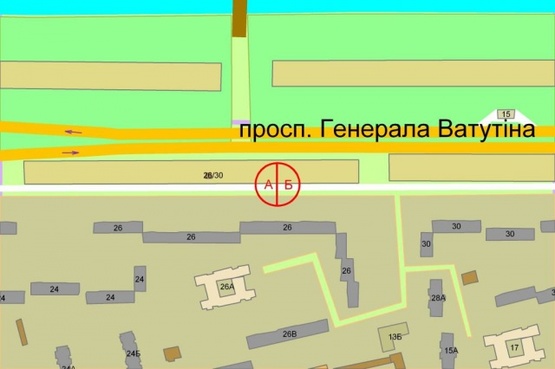 Схема рекламної площини за адресою Ватутина проспект, 26,возле автостоянки Схема рекламної площини за адресою Ватутина проспект, 26,возле автостоянки