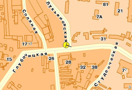 Схема рекламної площини за адресою Глубочицкая ул., возле ул.Лукьяновская, в сторону ул.Артема, из центра Схема рекламної площини за адресою Глубочицкая ул., возле ул.Лукьяновская, в сторону ул.Артема, из центра