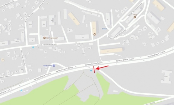 Схема рекламної площини за адресою Телиги Е.ул., от ул. Фрунзе в сторону ст.метро "Дорогожичи", напротив АЗС
