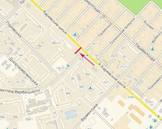Схема рекламной плоскости по адресу Харьковское шоссе, возле ул.Вербицкого, от Харьковской пл., в центр