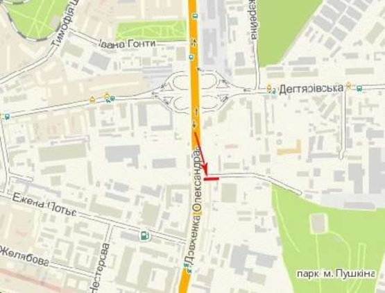 Схема рекламної площини за адресою Довженка ул. 12, от ст.м.Шулявка, в центр