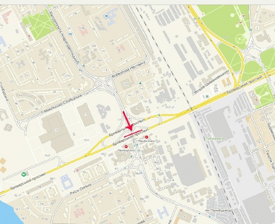 Схема рекламной плоскости по адресу Луначарского ул., возле Броварского пр-та, ст.м."Левобережная", к метро