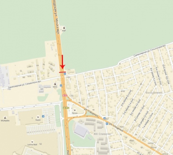 Схема рекламной плоскости по адресу Городская ул., пешеходный мост около ул. Синеозерной