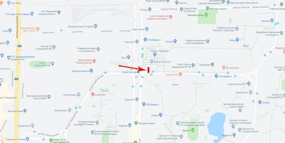 Схема рекламной плоскости по адресу Героев Днепра ул. 43-В