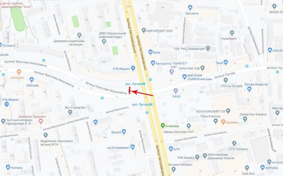 Схема рекламной плоскости по адресу Ивашкевича Ярослава ул. 5