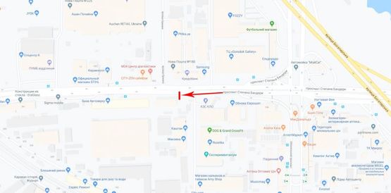 Схема рекламної площини за адресою Бандеры Степана пр-т 8 Схема рекламної площини за адресою Бандеры Степана пр-т 8