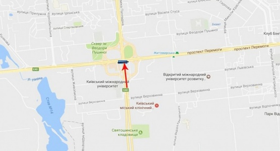 Схема рекламной плоскости по адресу Кольцевая дорога - Палладина пр-т./  Победы пр-т., из центра