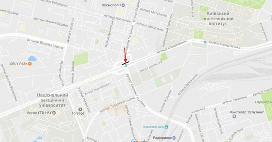 Схема рекламной плоскости по адресу Индустриальная ул./ Борщаговская ул., к Севастопольской пл.