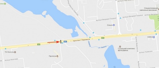 Схема рекламной плоскости по адресу Победы пр-т 139, рядом кемпинг "Пролисок", в центр