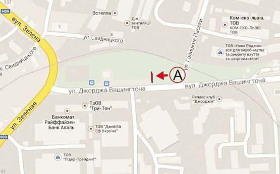 Схема рекламной плоскости по адресу Вашингтона  за поворотом з Зеленої К 2 А верх. ТЦ МЕТРО Схема рекламной плоскости по адресу Вашингтона  за поворотом з Зеленої К 2 А верх. ТЦ МЕТРО